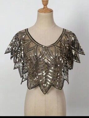 Dark Gold Sequin Accent Capelet